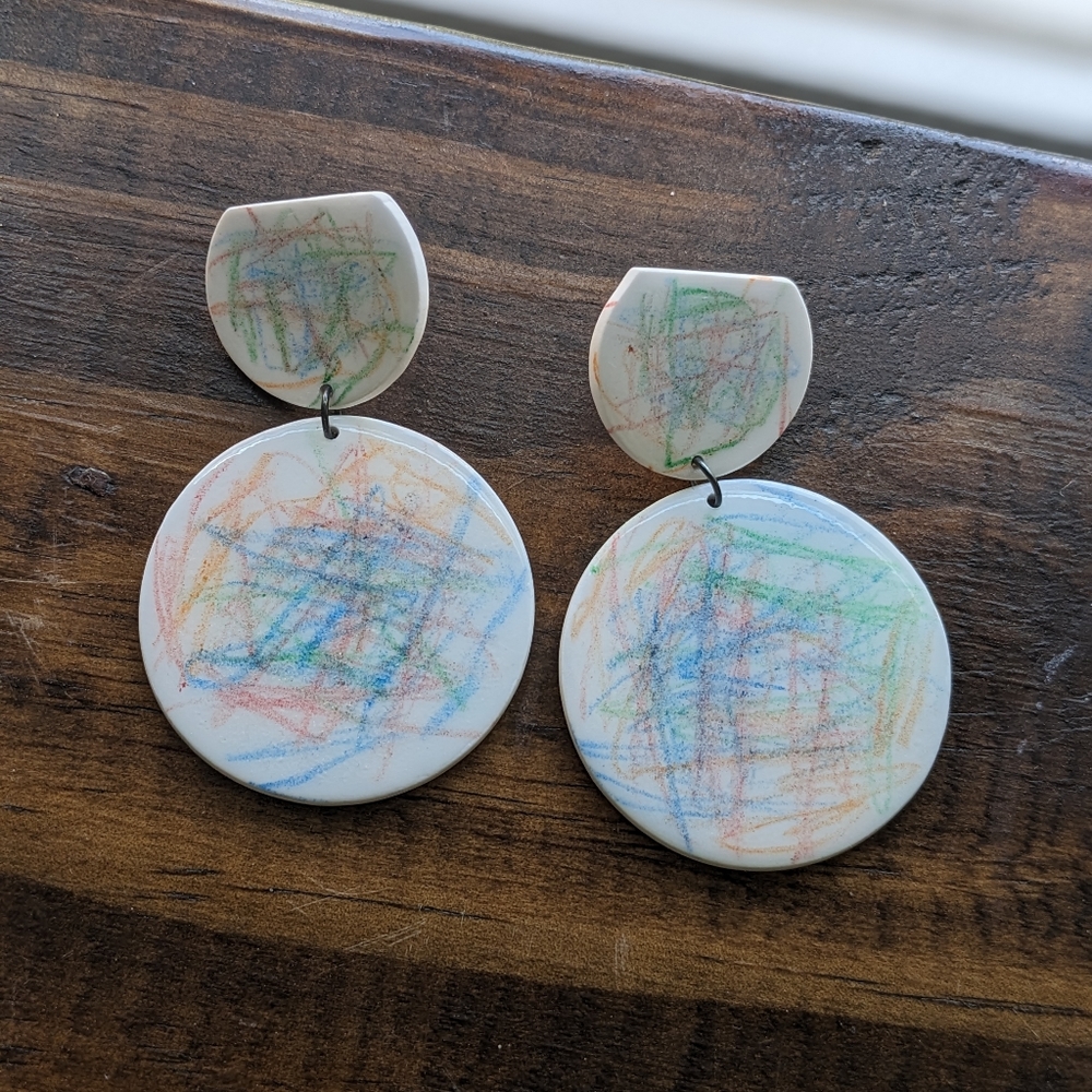 Colorful drawing earrings